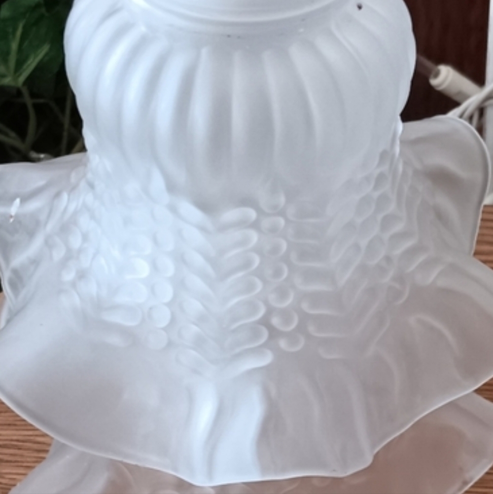 NEW!!! VINTAGE FENTON PAIR OF GLASS  FROSTY WHITE LIGHT FIXTURE SHADES.